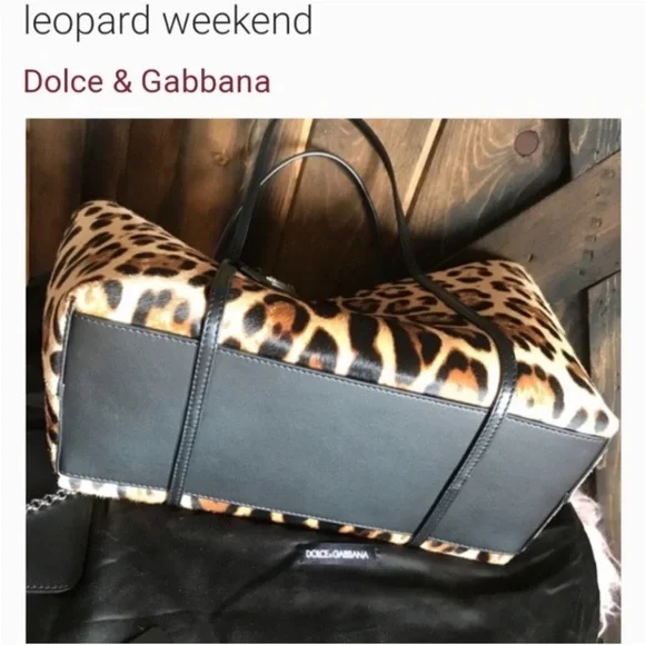 DOLCE & GABANA PONY HAIR -Leopard Print Tote Bag with Black Accents - Picture 5 of 12